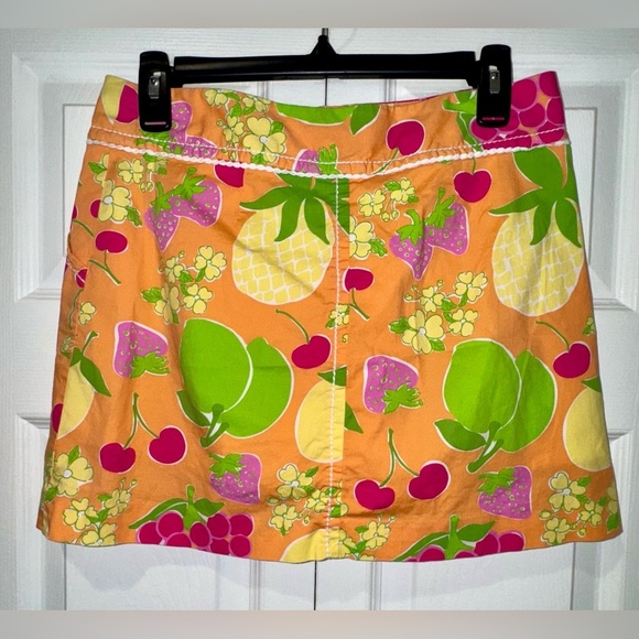Lilly Pulitzer Fruit Print Orange Cherries Bananas A-Line Skort Sz 4 VGUC - Picture 2 of 10